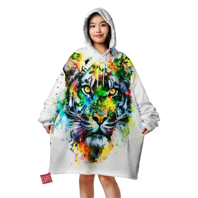 Watercolor Tiger Blanket Hoodie