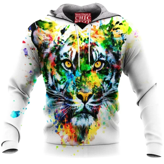 Watercolor Tiger Fleece Hoodie