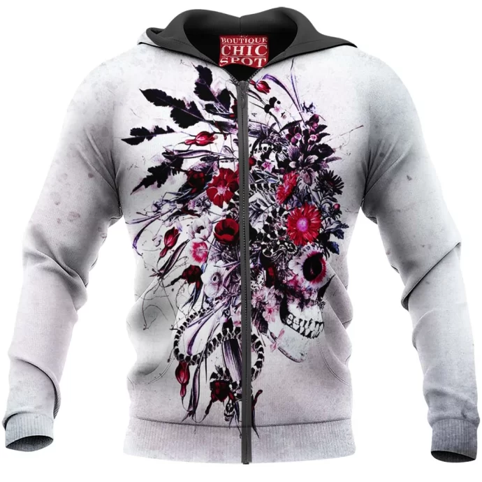 Flower Skull Zip Hoodie