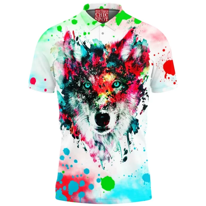 Watercolor Wolf Polo Shirt