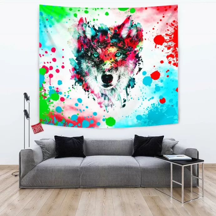 Watercolor Wolf Tapestry