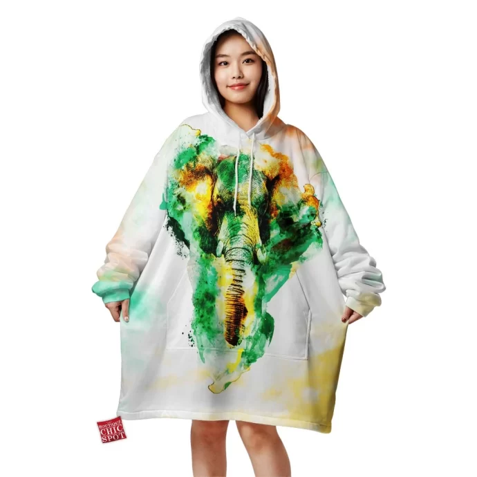 Watercolor Elephant Blanket Hoodie