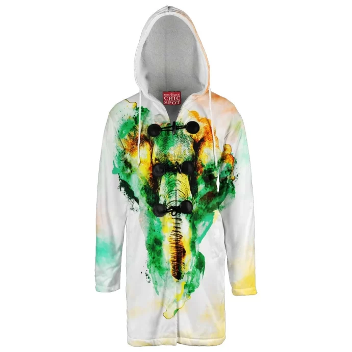 Watercolor Elephant Hooded Cloak Coat