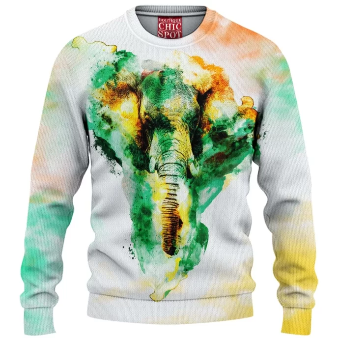 Watercolor Elephant Knitted Sweater