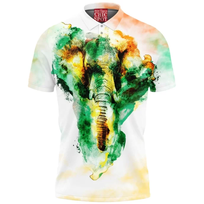 Watercolor Elephant Polo Shirt