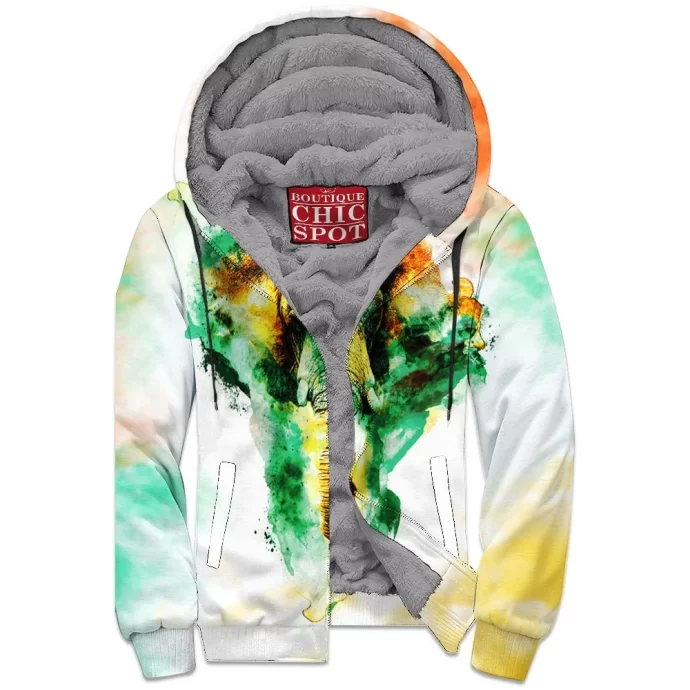 Watercolor Elephant Zip Fleece Hoodie