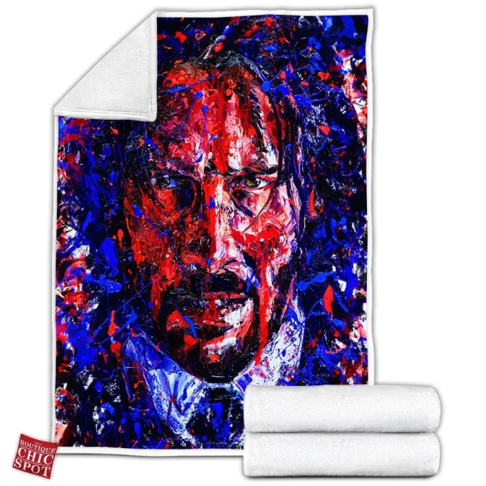 John Wick Portrait Painting Fleece Blanket