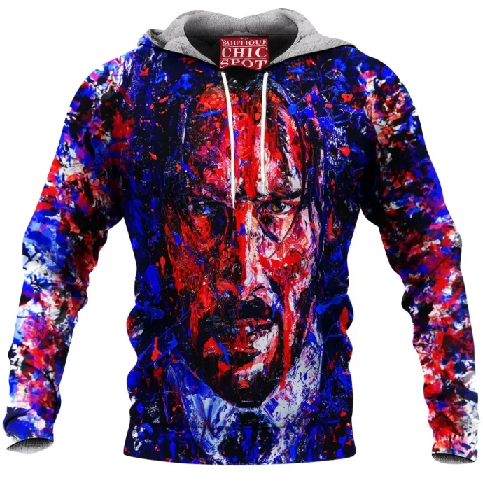 John Wick Portrait Painting Fleece Hoodie