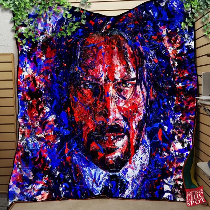 John Wick Portrait Painting Quilt Blanket