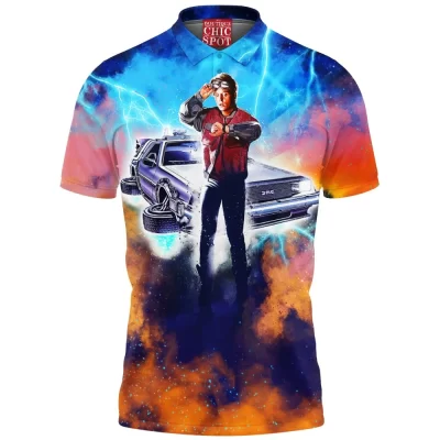 Back To The Future Polo Shirt, DeLorean Polo Shirt, Marty McFly Polo Shirt, Sci-Fi Polo Shirt