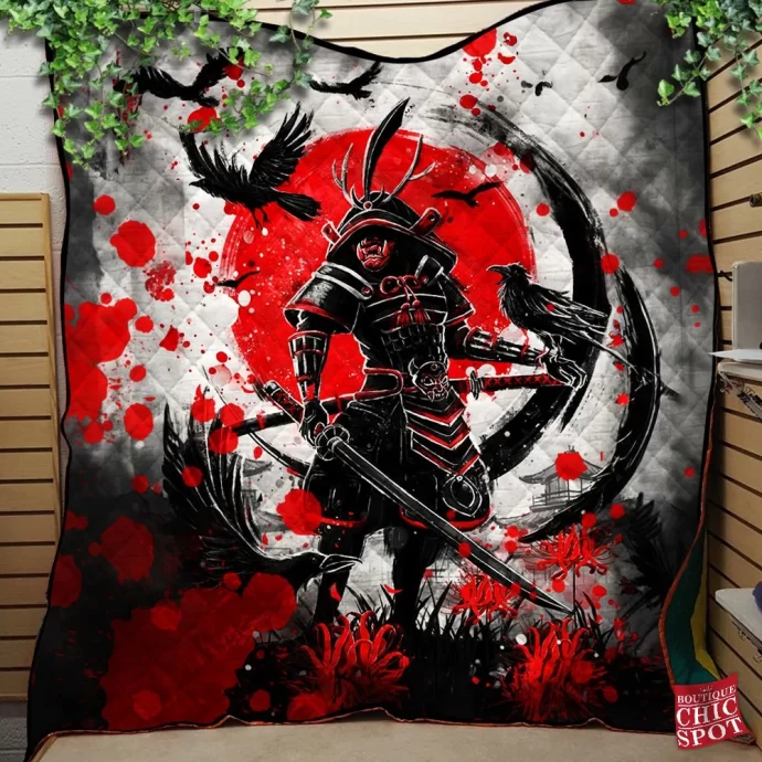 Raven Bushido Samurai Quilt Blanket