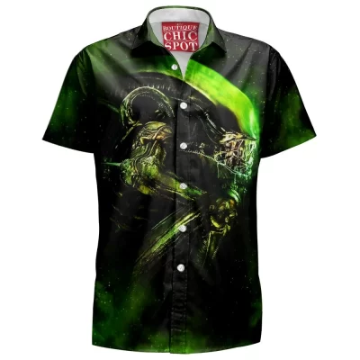 Alien Hawaiian-Shirt, Horror Hawaiian-Shirt, Sci-Fi Hawaiian-Shirt, Xenomorph Hawaiian-Shirt