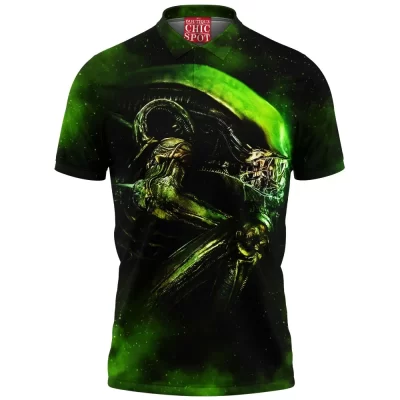 Alien Polo Shirt, Horror Polo Shirt, Sci-Fi Polo Shirt, Xenomorph Polo Shirt