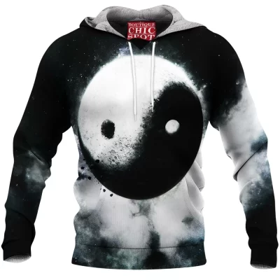 Abstract Fleece-Hoodie, Yin and Yang Fleece-Hoodie