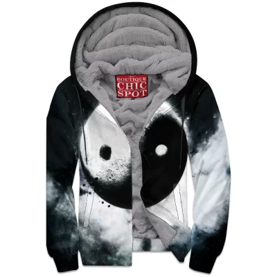 Abstract Zip-Fleece-Hoodie, Yin and Yang Zip-Fleece-Hoodie