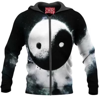 Abstract Zip-Hoodie, Yin and Yang Zip-Hoodie