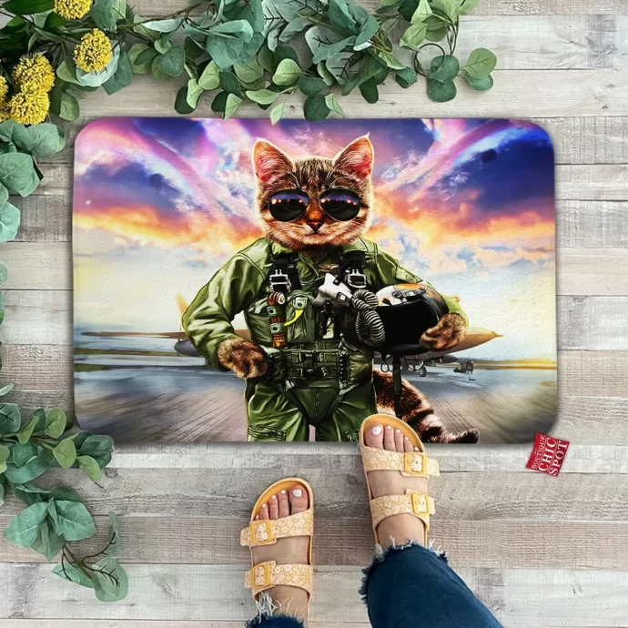 Cat Pilot in the Air Force Doormat