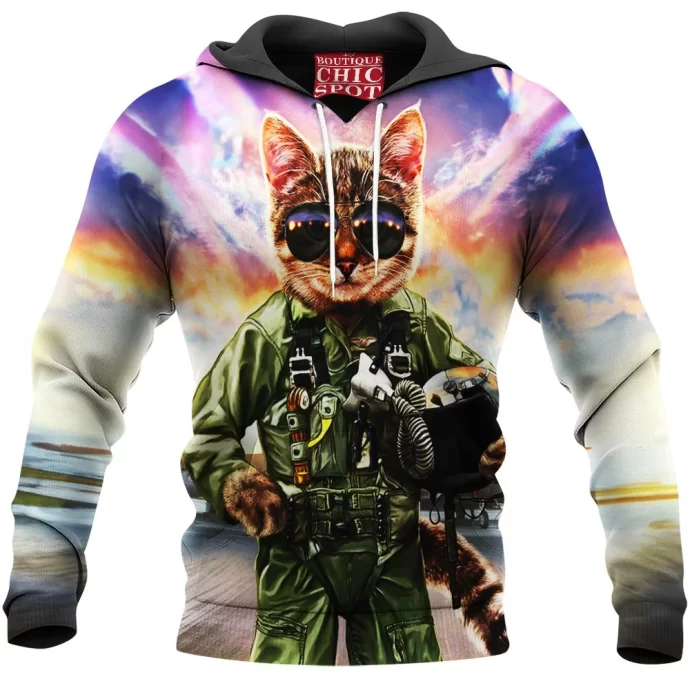 Cat Pilot in the Air Force Hoodie