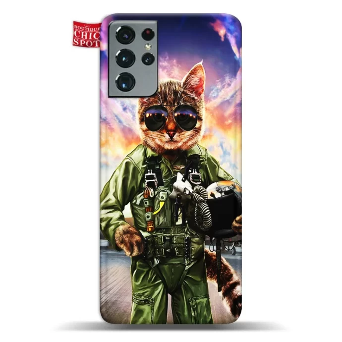 Cat Pilot in the Air Force Phone Case Samsung