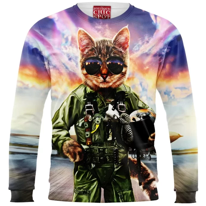 Cat Pilot in the Air Force Sweatshirt