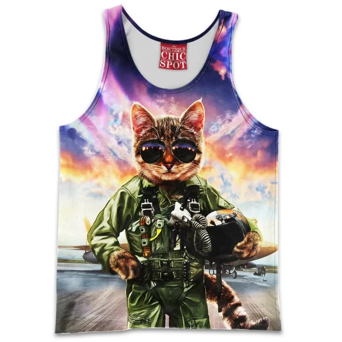 Cat Pilot in the Air Force Tank Top