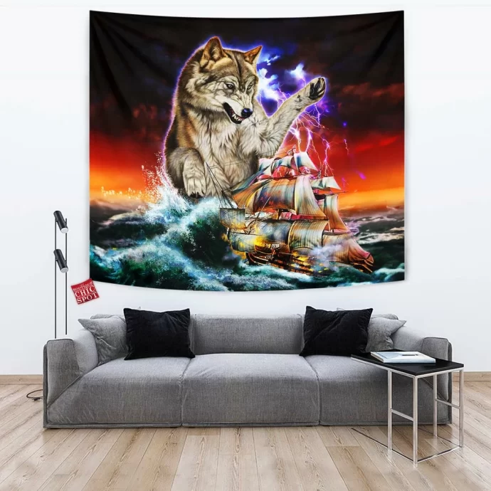 Monster Titan Wolf Tapestry