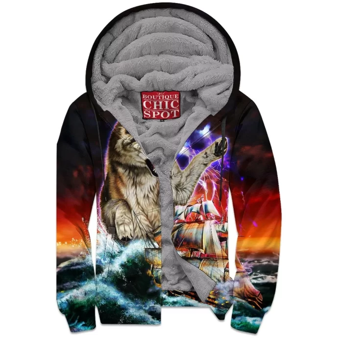 Monster Titan Wolf Zip Fleece Hoodie