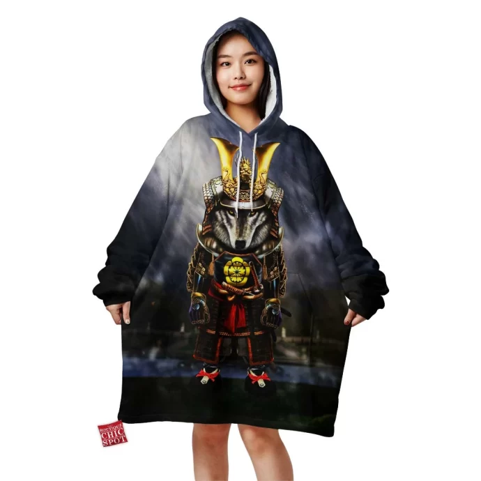 Timber Wolf Samurai Blanket Hoodie