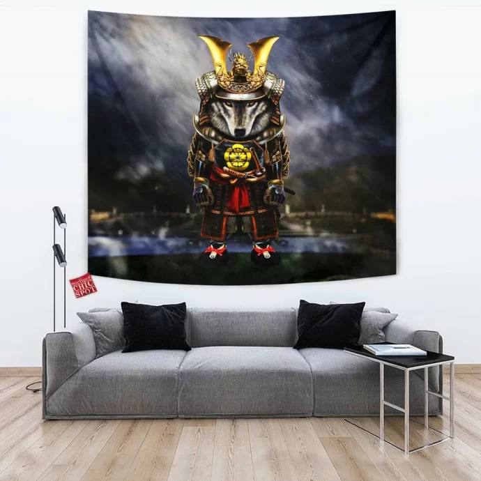 Timber Wolf Samurai Tapestry