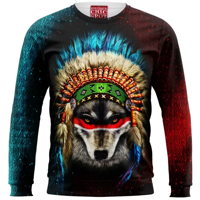 Indian War Chief Wolf Sweatshirt