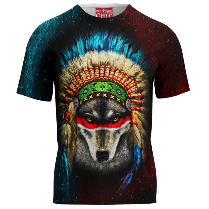 Indian War Chief Wolf T-Shirt