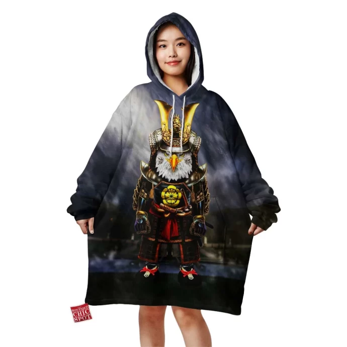 Samurai Bald Eagle Blanket Hoodie