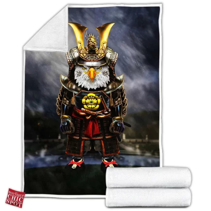 Samurai Bald Eagle Fleece Blanket