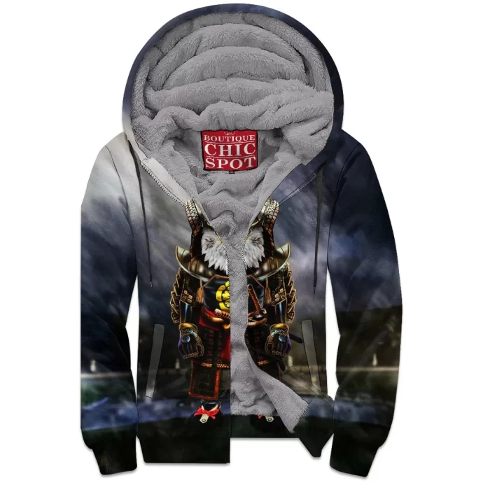 Samurai Bald Eagle Zip Fleece Hoodie