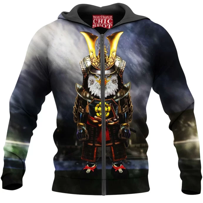 Samurai Bald Eagle Zip Hoodie