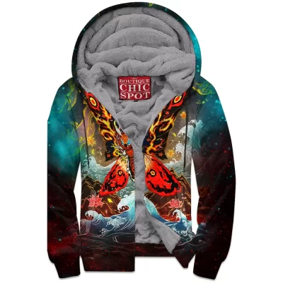 Sci-Fi Zip-Fleece-Hoodie, Kaiju Zip-Fleece-Hoodie, Monster Zip-Fleece-Hoodie, Mothra Zip-Fleece-Hoodie