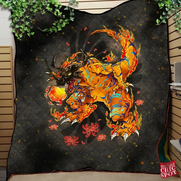 Greymon Digimon Quilt Blanket