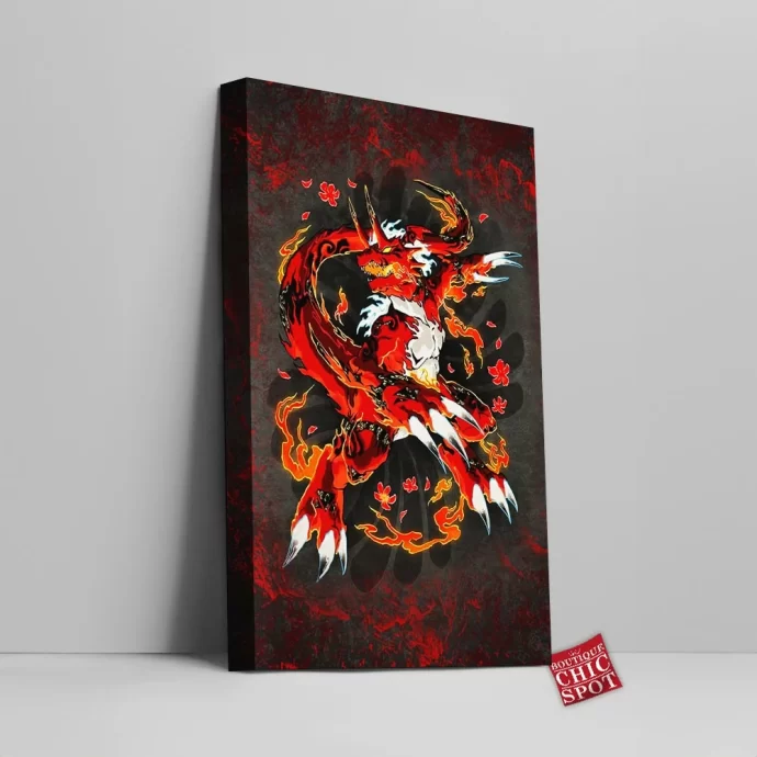 Growlmon Digimon Canvas Wall Art