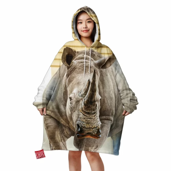 White Rhinoceros Blanket Hoodie