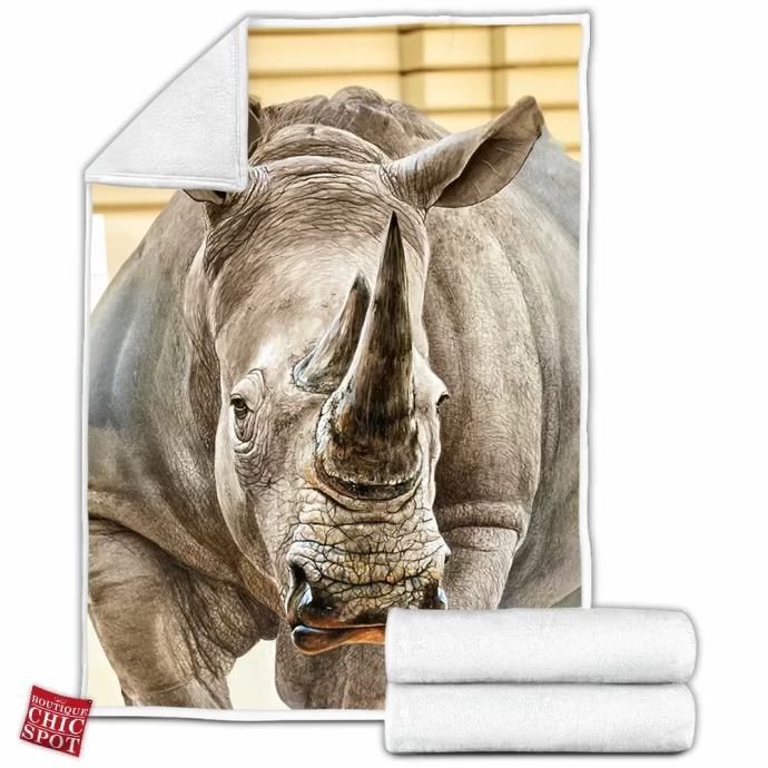 White Rhinoceros Fleece Blanket