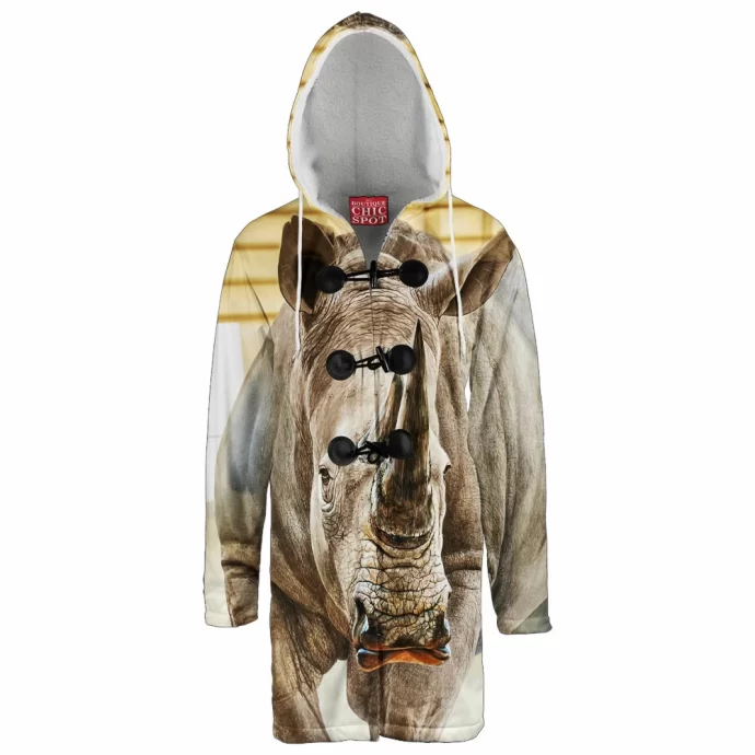 White Rhinoceros Hooded Cloak Coat