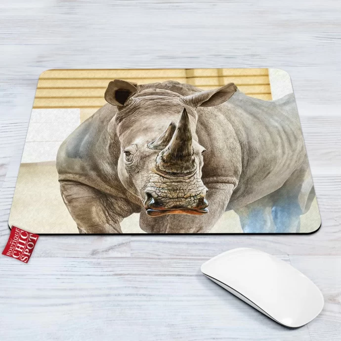 White Rhinoceros Mouse Pad