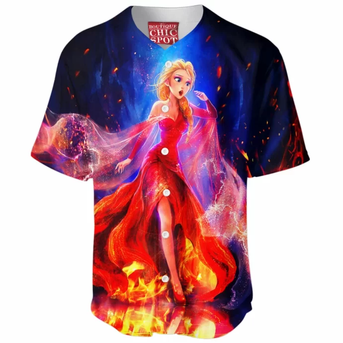 The Queen On Fire Elsa Baseball Jersey