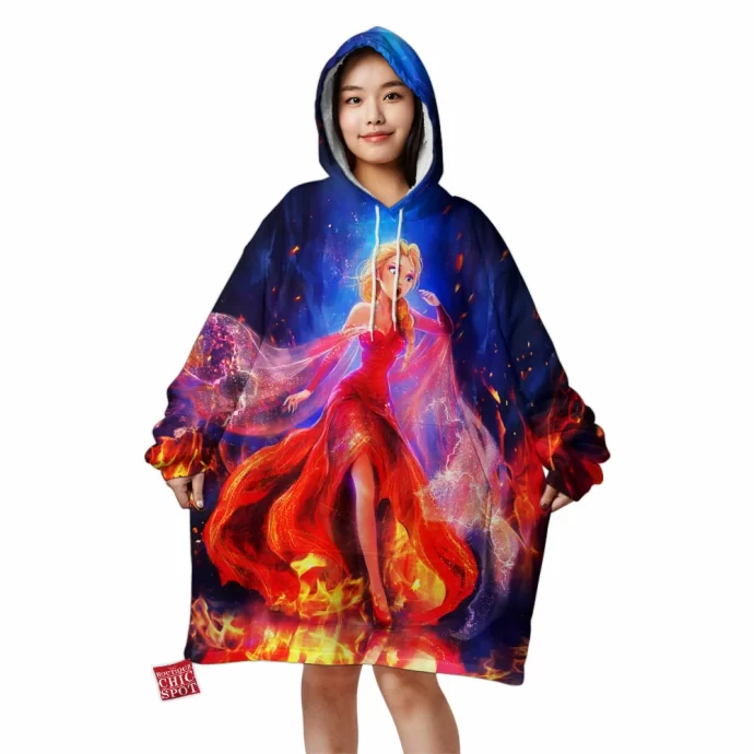 The Queen On Fire Elsa Blanket Hoodie