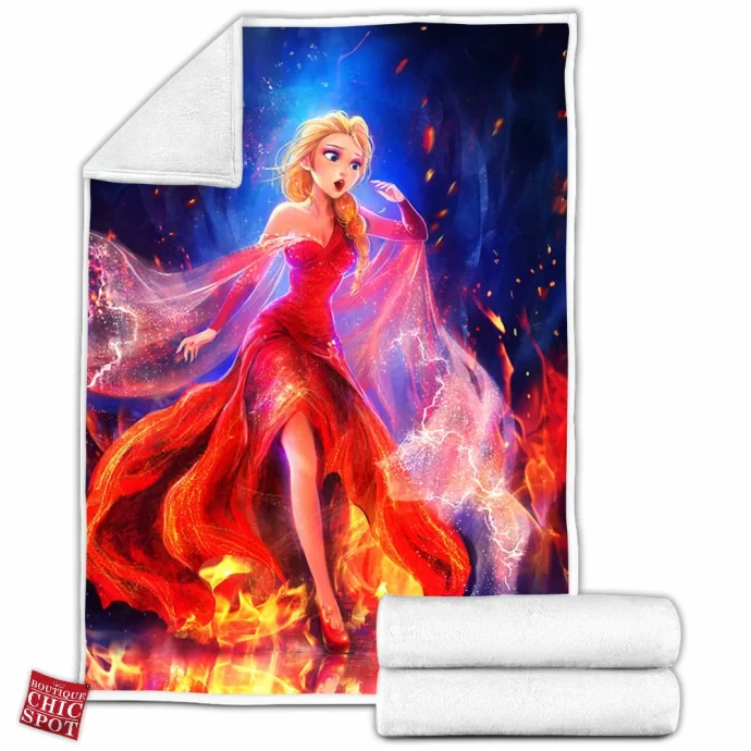 The Queen On Fire Elsa Fleece Blanket