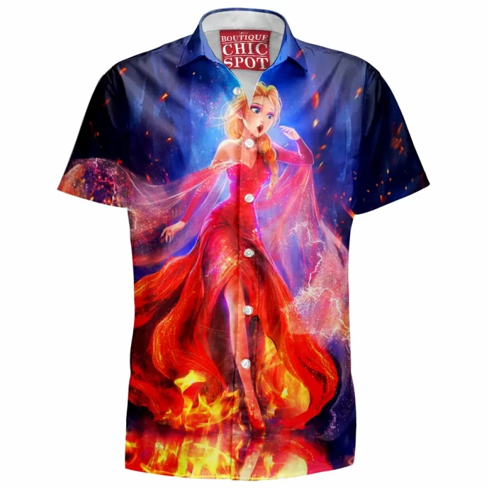 The Queen On Fire Elsa Hawaiian Shirt