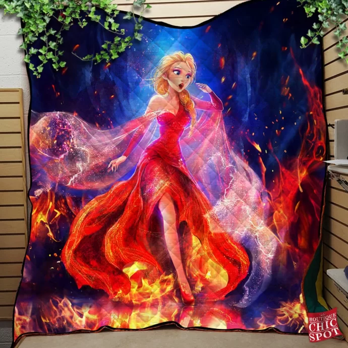 The Queen On Fire Elsa Quilt Blanket