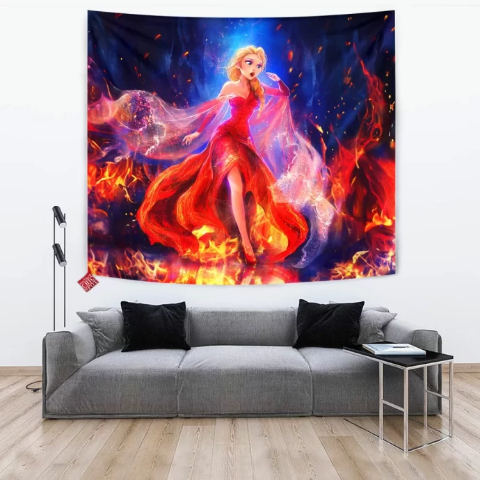 The Queen On Fire Elsa Tapestry