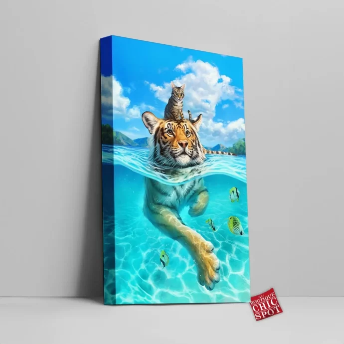 Swim Tiger Canvas Wall Art