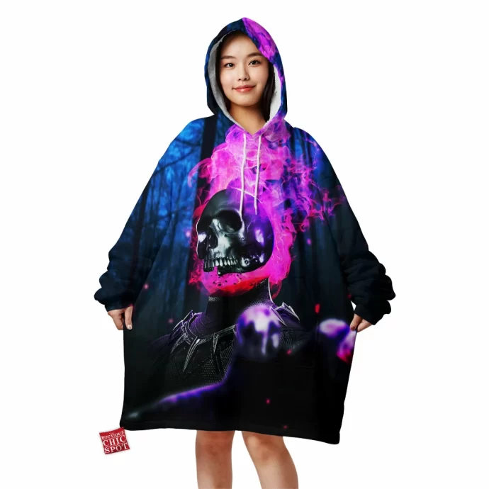 Ghost Rider Black Panther Blanket Hoodie